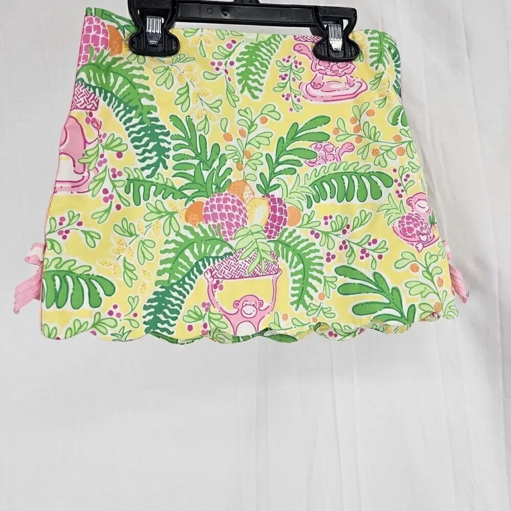 Lilly Pulitzer Girls Size 6X Lemon Sorbet Yellow Paradise Print Skort Scalloped